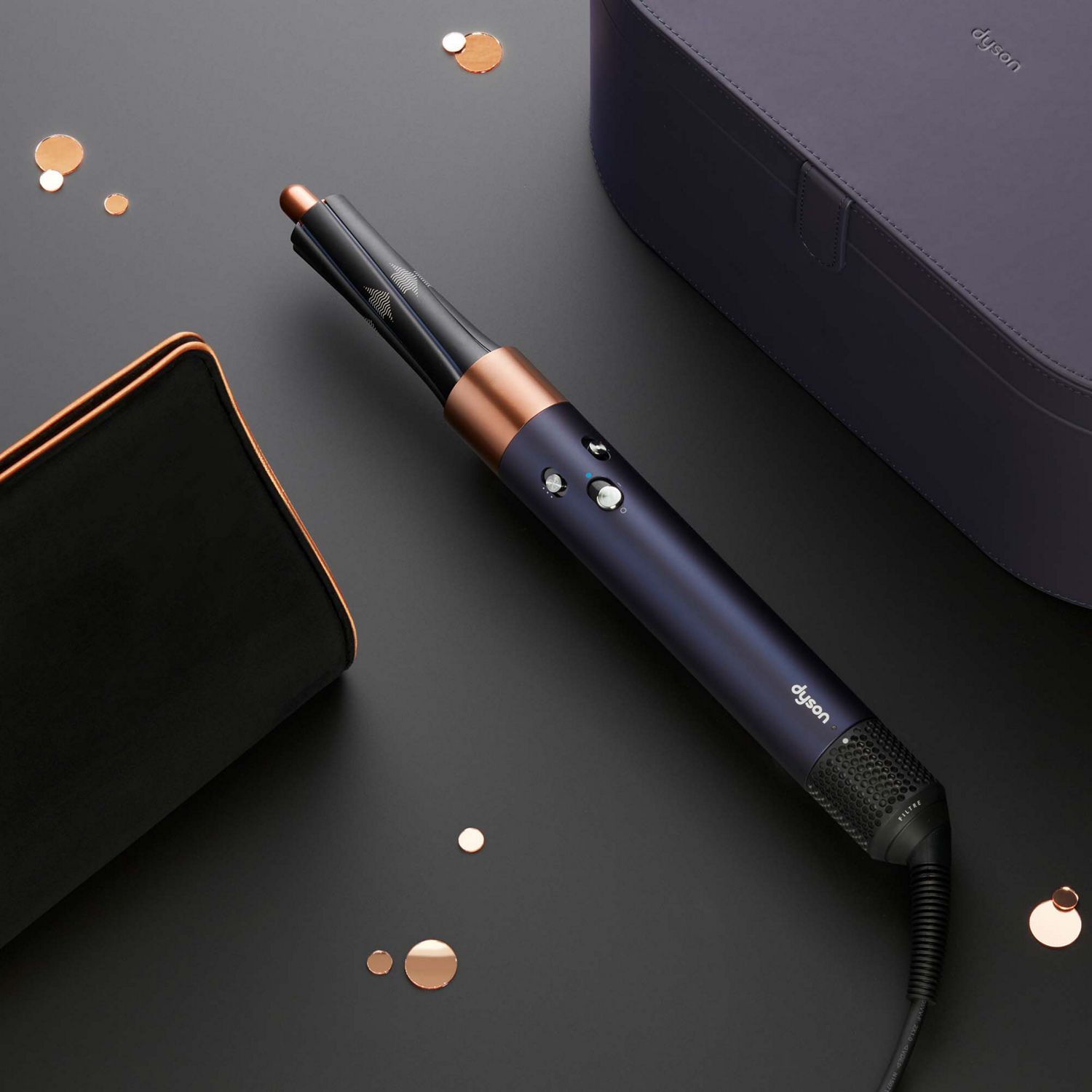 Dyson styling tools in prussian blue